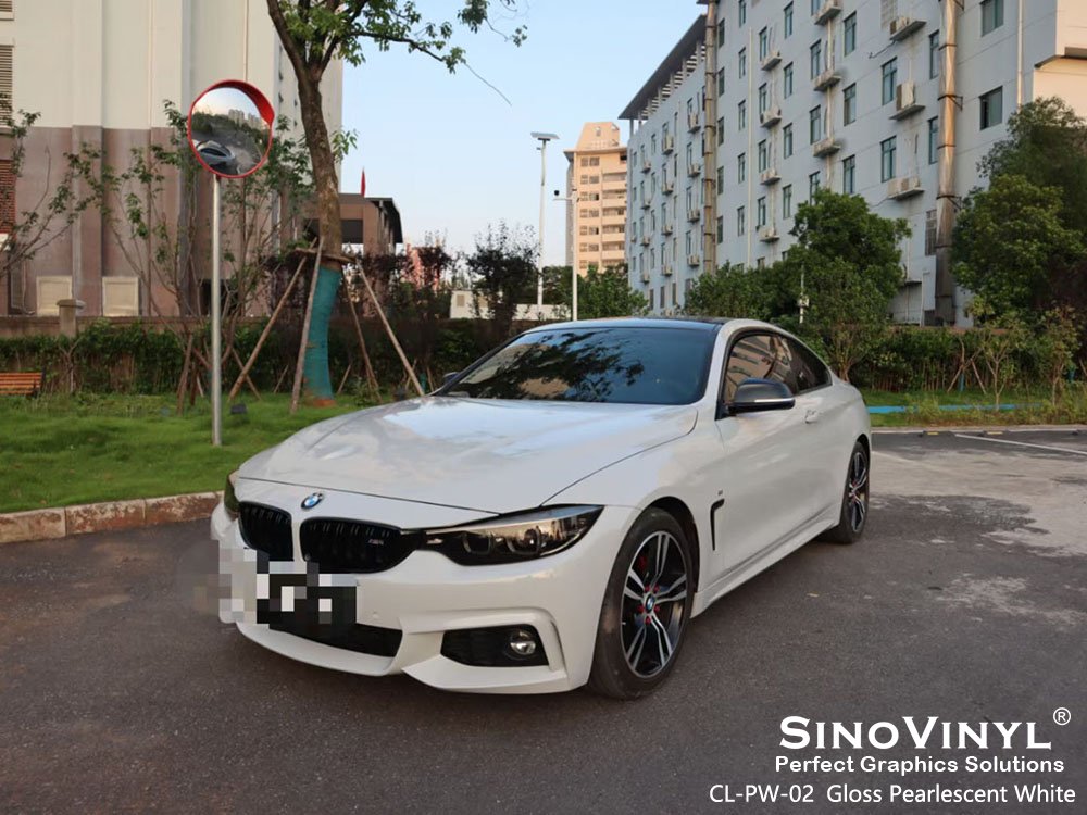 CL-PW-02 Gloss Pearlescent White Vinyl Wrap Roll for BMW