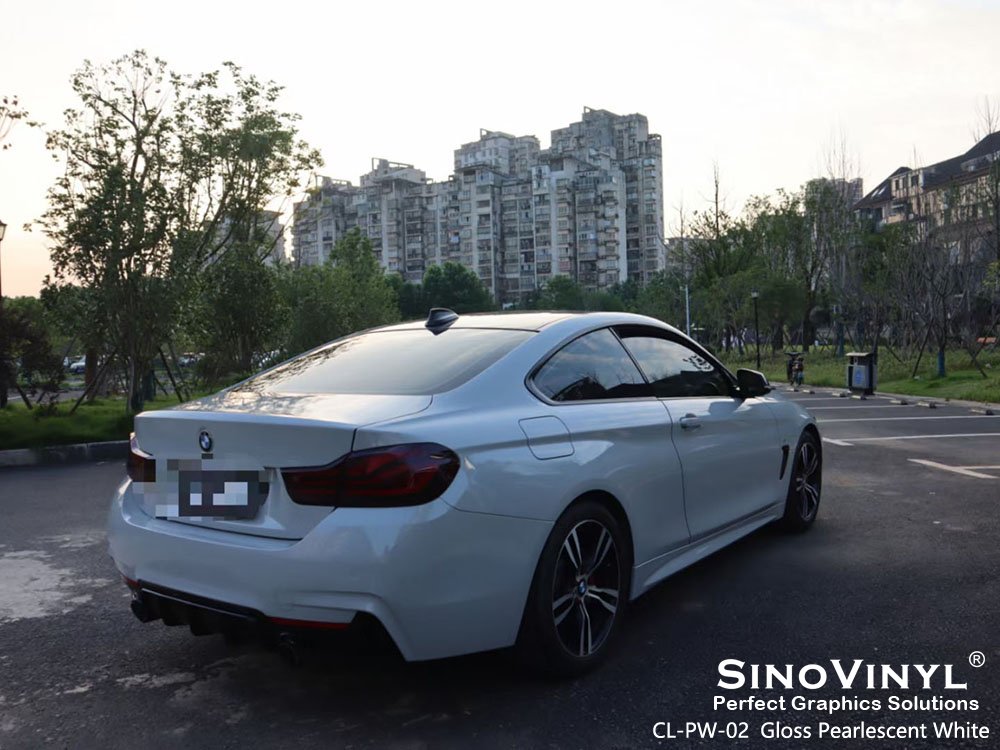 CL-PW-02 Gloss Pearlescent White Vinyl Wrap Roll for BMW