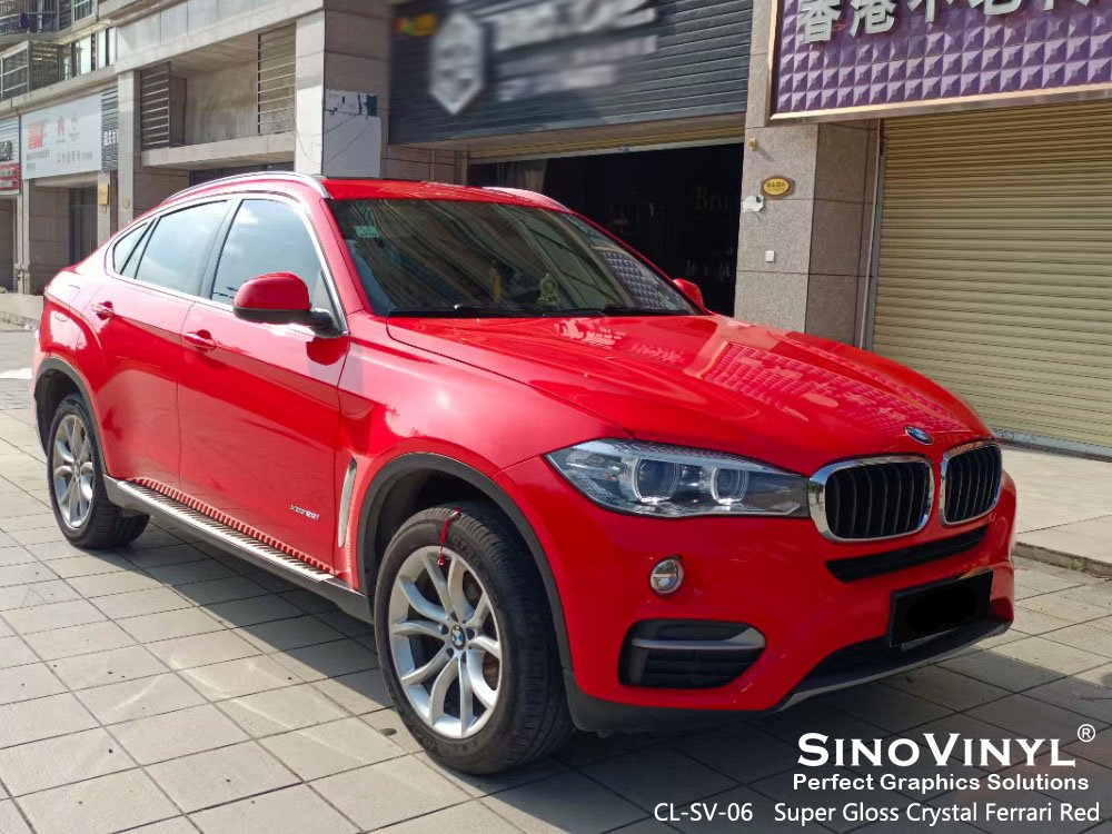 CL-SV-06 Super Gloss Crystal Ferrari Red Pvc Vinyl Rolls for BMW