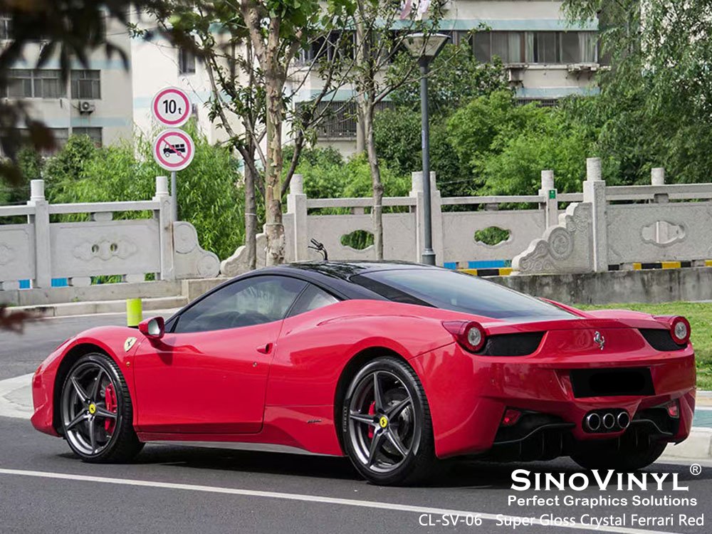 CL-SV-06 Super Gloss Crystal Ferrari Red Car Wrap Materials for FERRARI