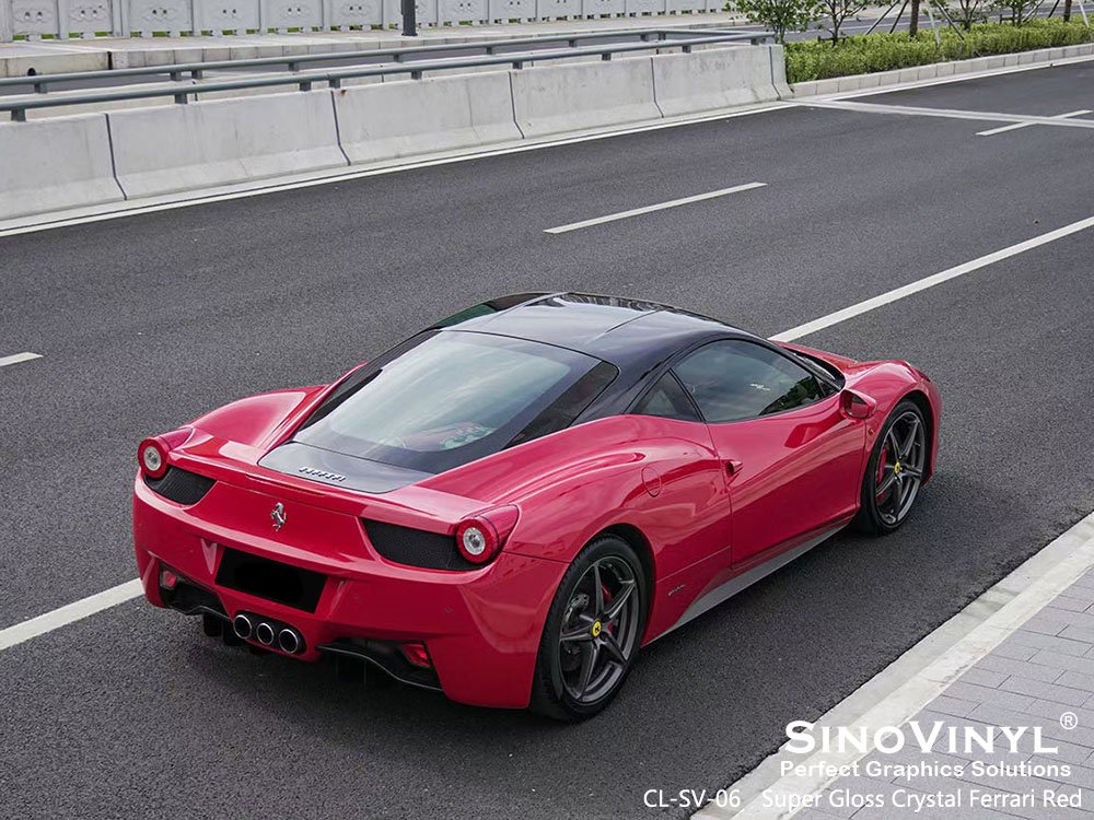 CL-SV-06 Super Gloss Crystal Ferrari Red Car Wrap Materials for FERRARI