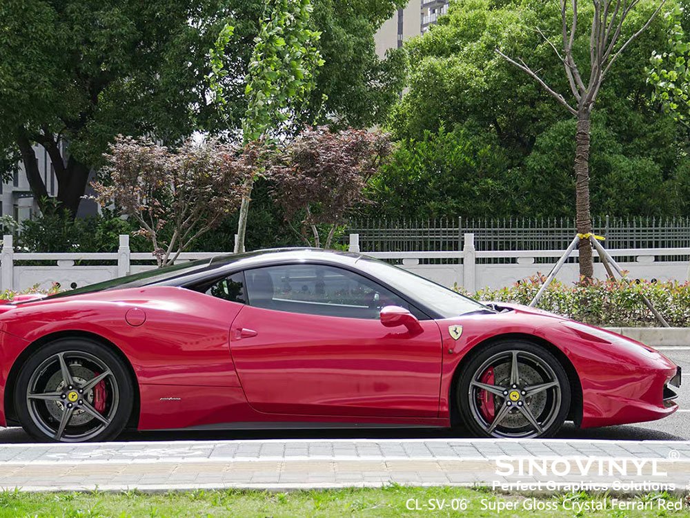 CL-SV-06 Super Gloss Crystal Ferrari Red Car Wrap Materials for FERRARI