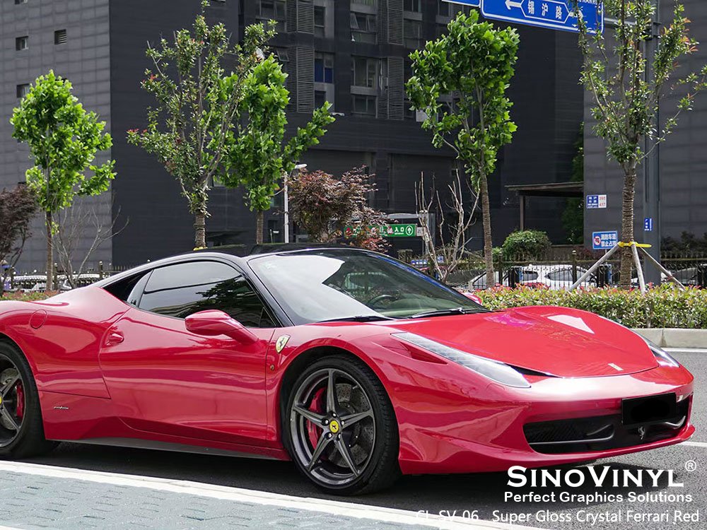 CL-SV-06 Super Gloss Crystal Ferrari Red Car Wrap Materials for FERRARI