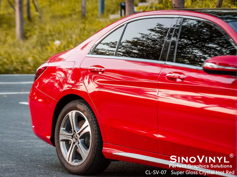 CL-SV-07 Super Gloss Crystal Hot Red Car Coverings Vinyl for MERCEDES-BENZ