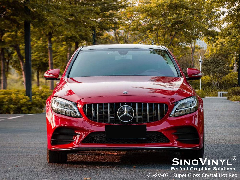 CL-SV-07 Super Gloss Crystal Hot Red Car Coverings Vinyl for MERCEDES-BENZ