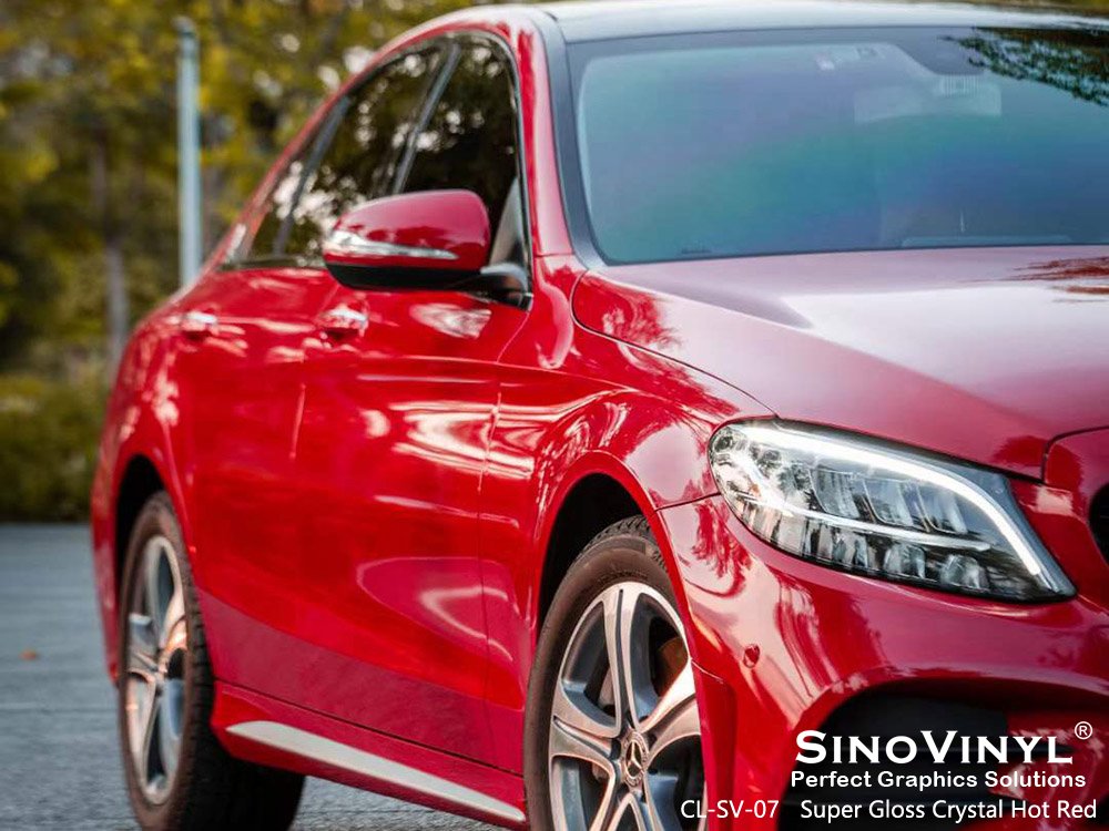 CL-SV-07 Super Gloss Crystal Hot Red Car Coverings Vinyl for MERCEDES-BENZ