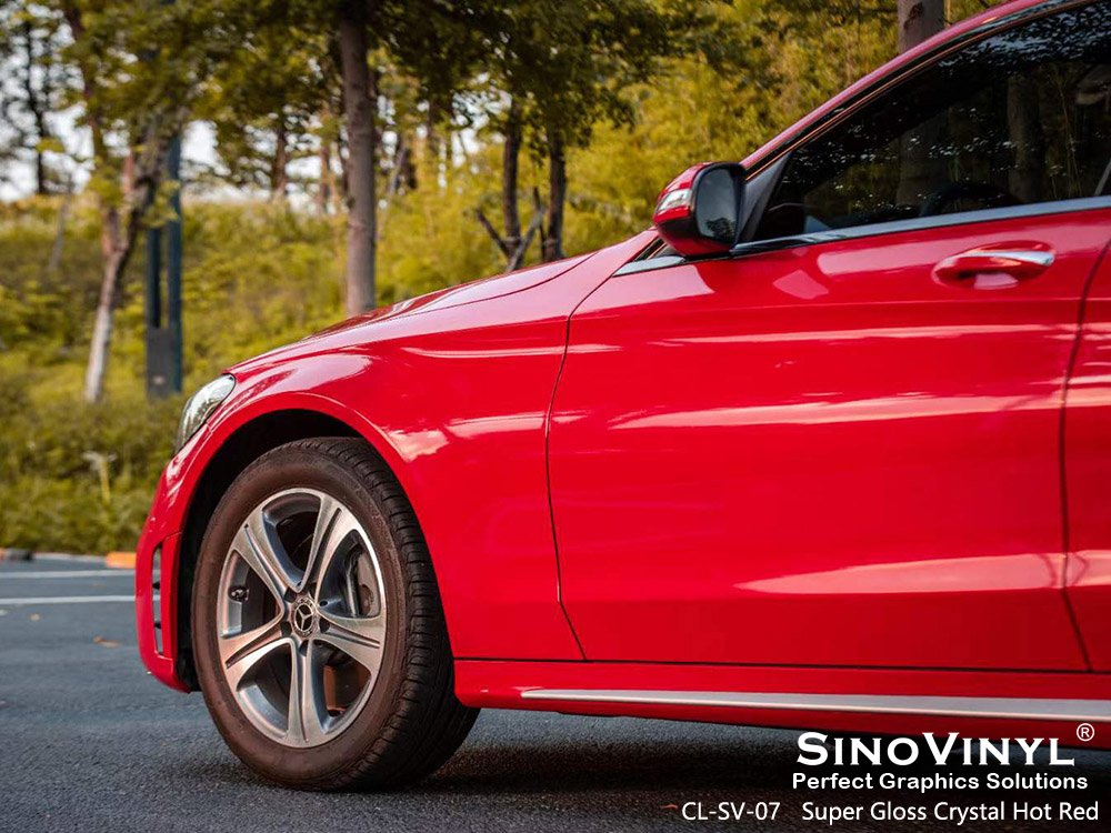 CL-SV-07 Super Gloss Crystal Hot Red Car Coverings Vinyl for MERCEDES-BENZ