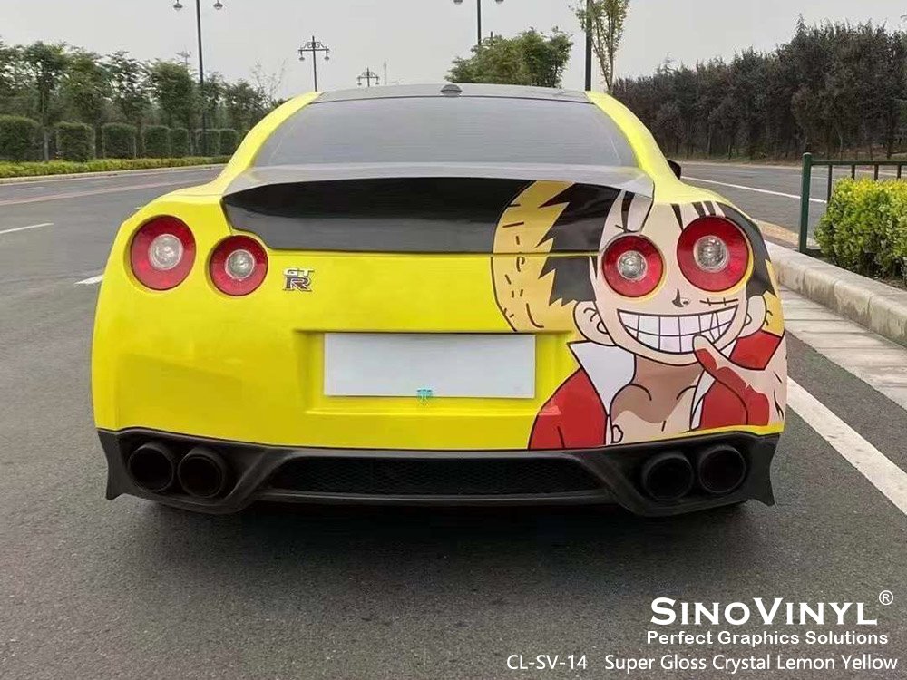 CL-SV-14 Super Gloss Crystal Lemon Yellow Vehicle Wraps for GTR