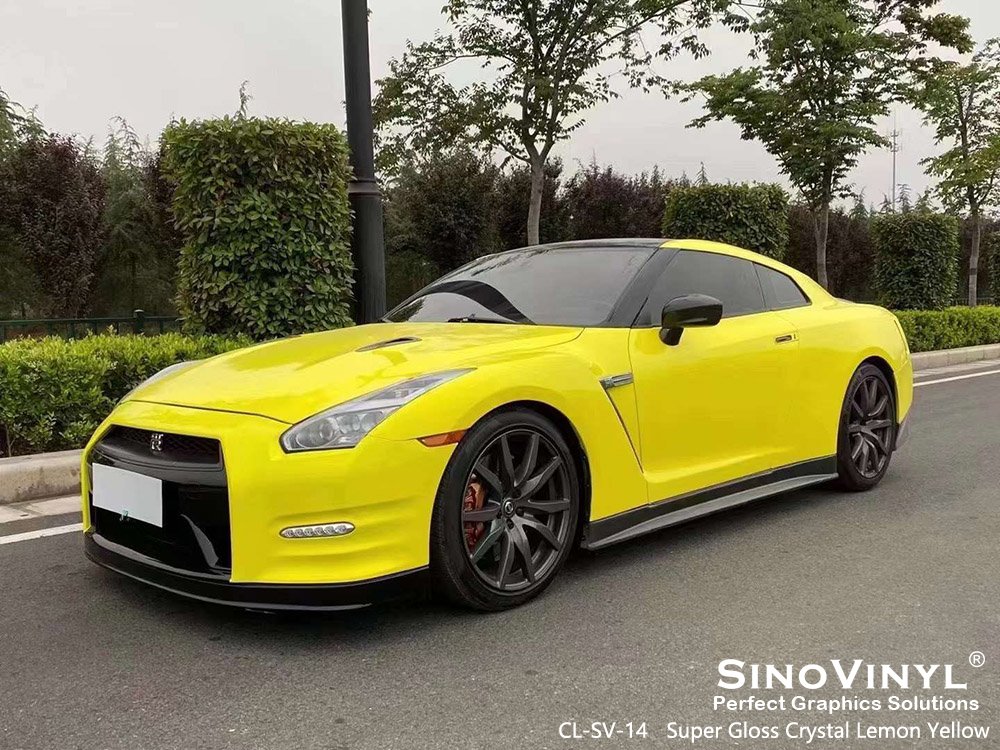 CL-SV-14 Super Gloss Crystal Lemon Yellow Vehicle Wraps for GTR