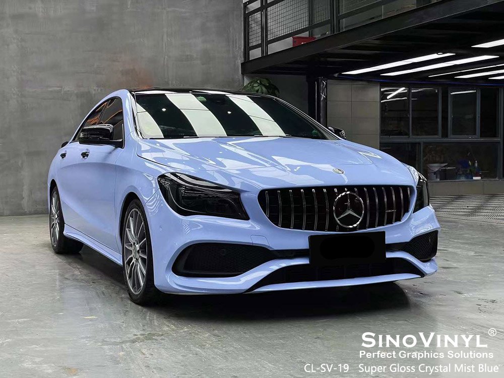 CL-SV-19 Super Gloss Crystal Mist Blue Custom Color Pvc Vinyl Wrap for MERCEDES-BENZ