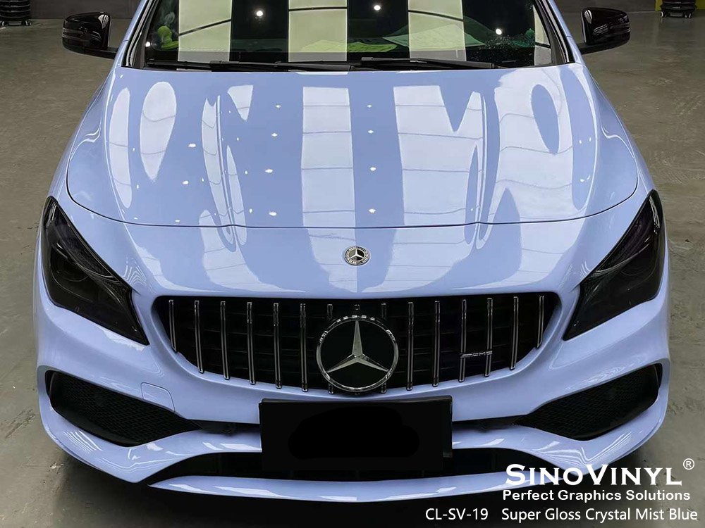 CL-SV-19 Super Gloss Crystal Mist Blue Custom Color Pvc Vinyl Wrap for MERCEDES-BENZ