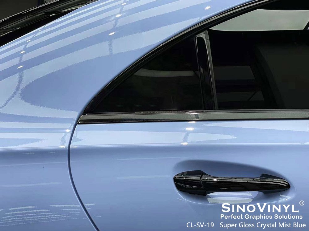 CL-SV-19 Super Gloss Crystal Mist Blue Custom Color Pvc Vinyl Wrap for MERCEDES-BENZ