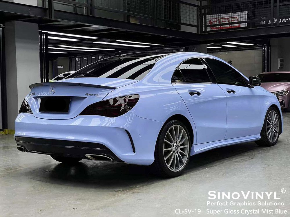 CL-SV-19 Super Gloss Crystal Mist Blue Custom Color Pvc Vinyl Wrap for MERCEDES-BENZ