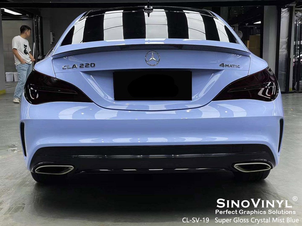 CL-SV-19 Super Gloss Crystal Mist Blue Custom Color Pvc Vinyl Wrap for MERCEDES-BENZ