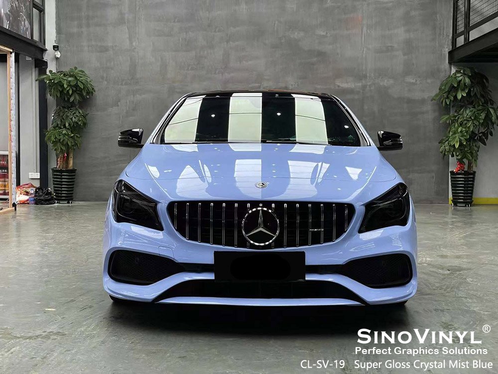 CL-SV-19 Super Gloss Crystal Mist Blue Custom Color Pvc Vinyl Wrap for MERCEDES-BENZ