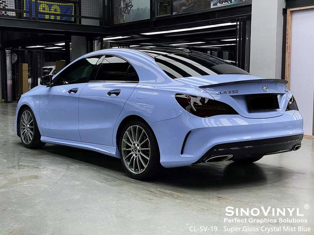 CL-SV-19 Super Gloss Crystal Mist Blue Custom Color Pvc Vinyl Wrap for MERCEDES-BENZ