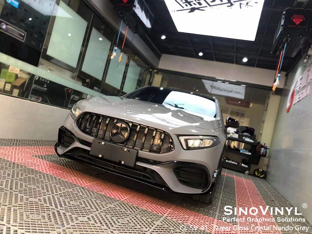CL-SV-41 Super Gloss Crystal Nando Grey Vinyl Car Wrap for MERCEDES-BENZ