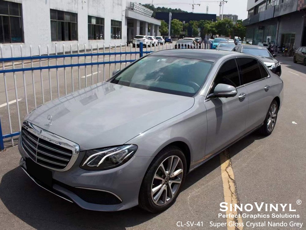 CL-SV-41 Super Gloss Crystal Nando Grey Auto Wrap for MERCEDES-BENZ