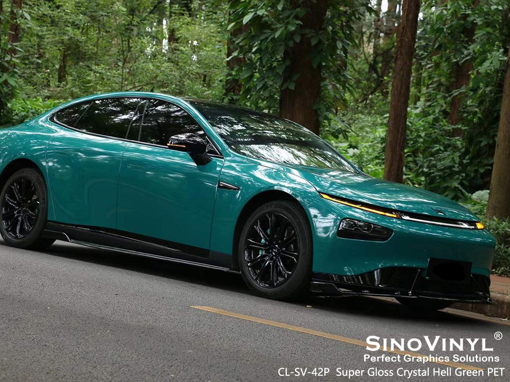 CL-SV-42P Super Gloss Crystal Hell Green PET Designer Vinyl Wrap for XPENG