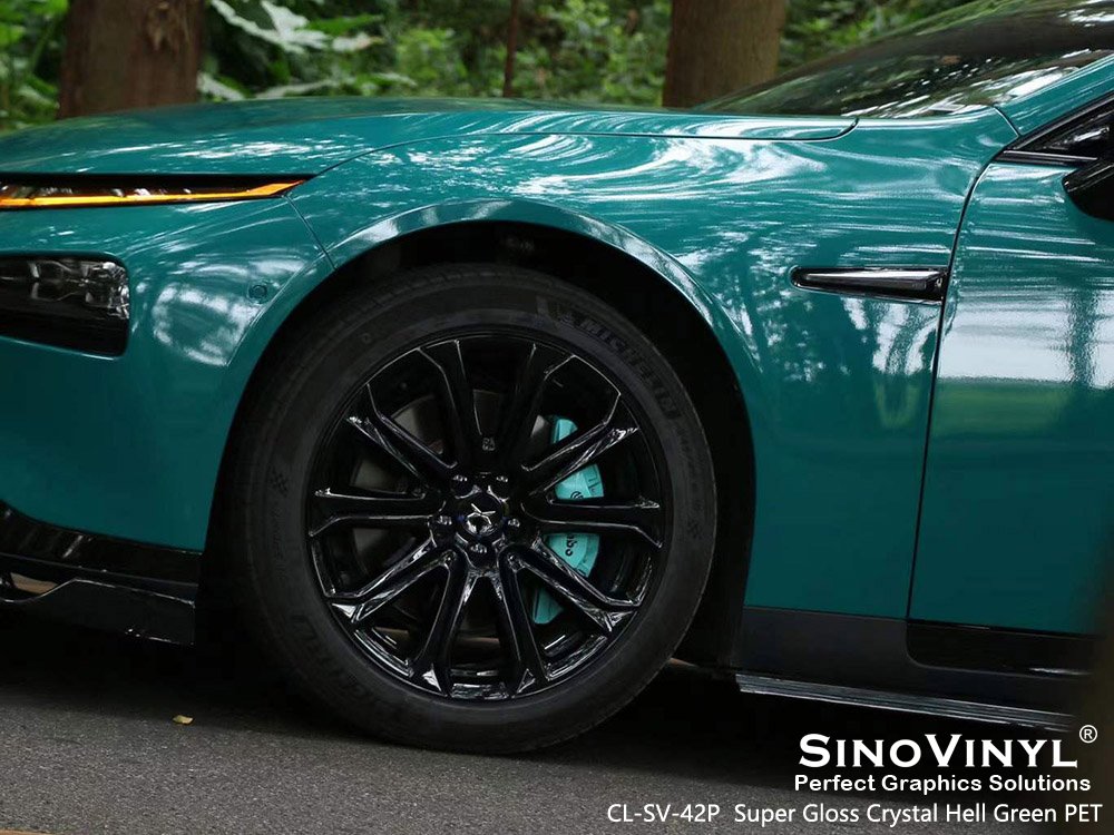 CL-SV-42P Super Gloss Crystal Hell Green PET Designer Vinyl Wrap for XPENG