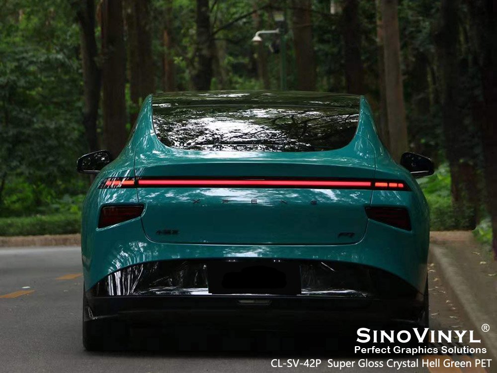 CL-SV-42P Super Gloss Crystal Hell Green PET Designer Vinyl Wrap for XPENG