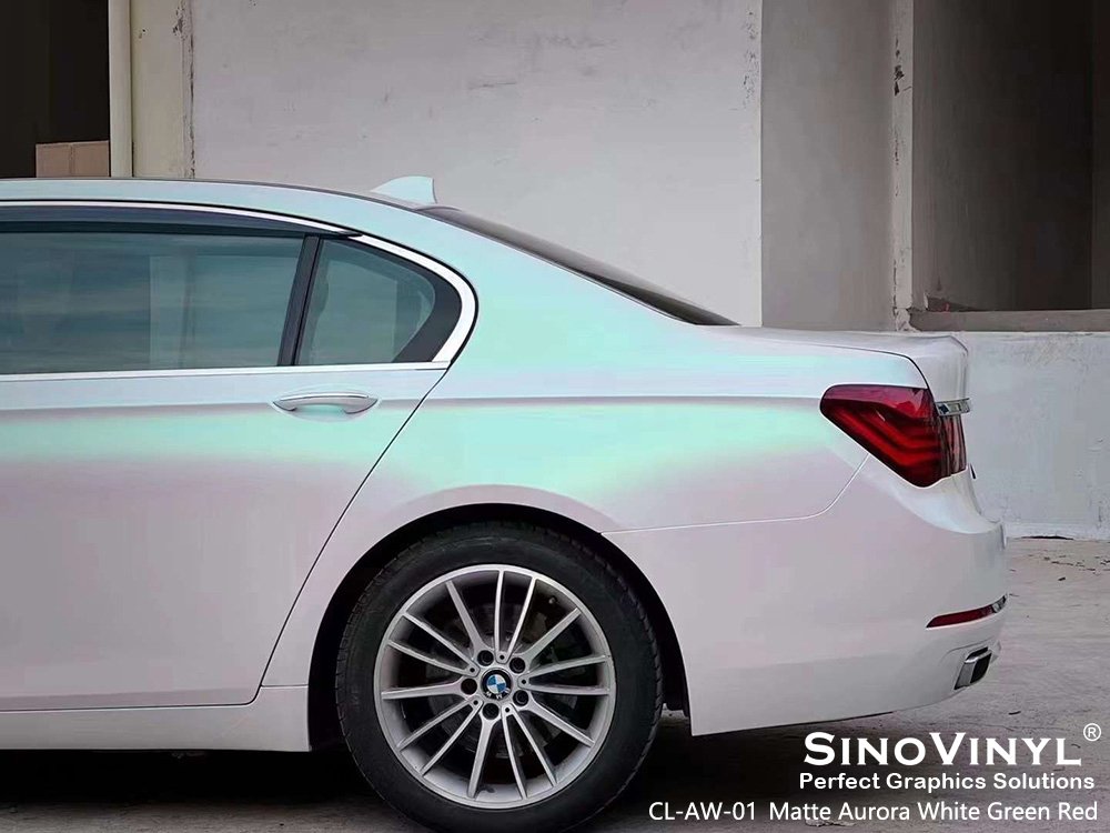 CL-AW-01 Matte Aurora White Green Red Mobile Vinyl Wrap for BMW