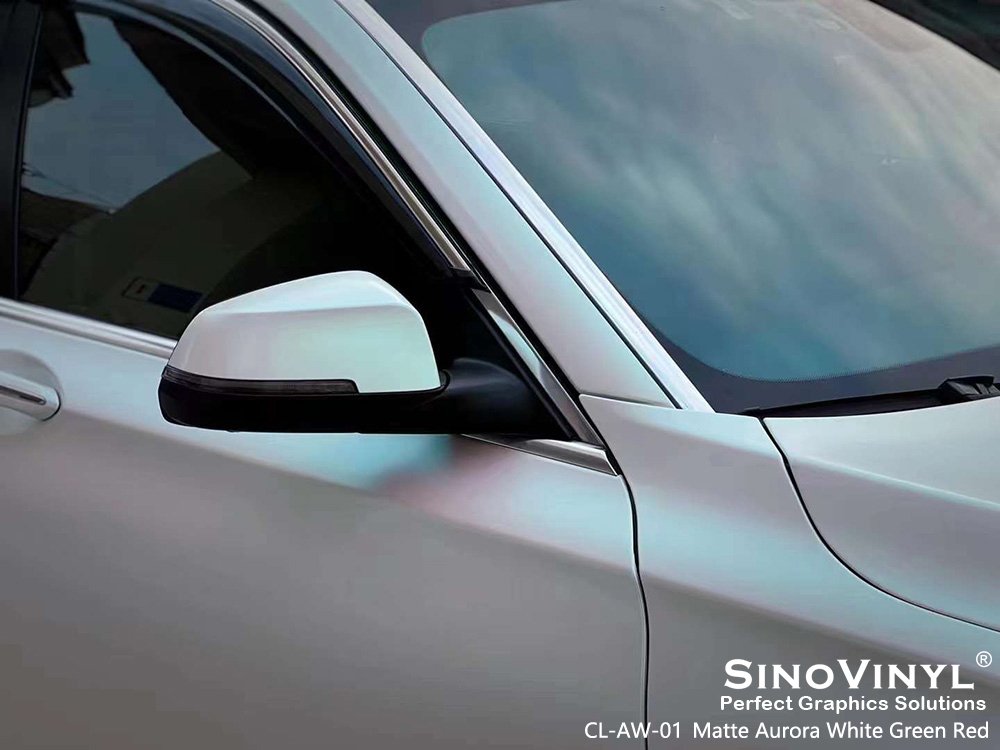 CL-AW-01 Matte Aurora White Green Red Mobile Vinyl Wrap for BMW