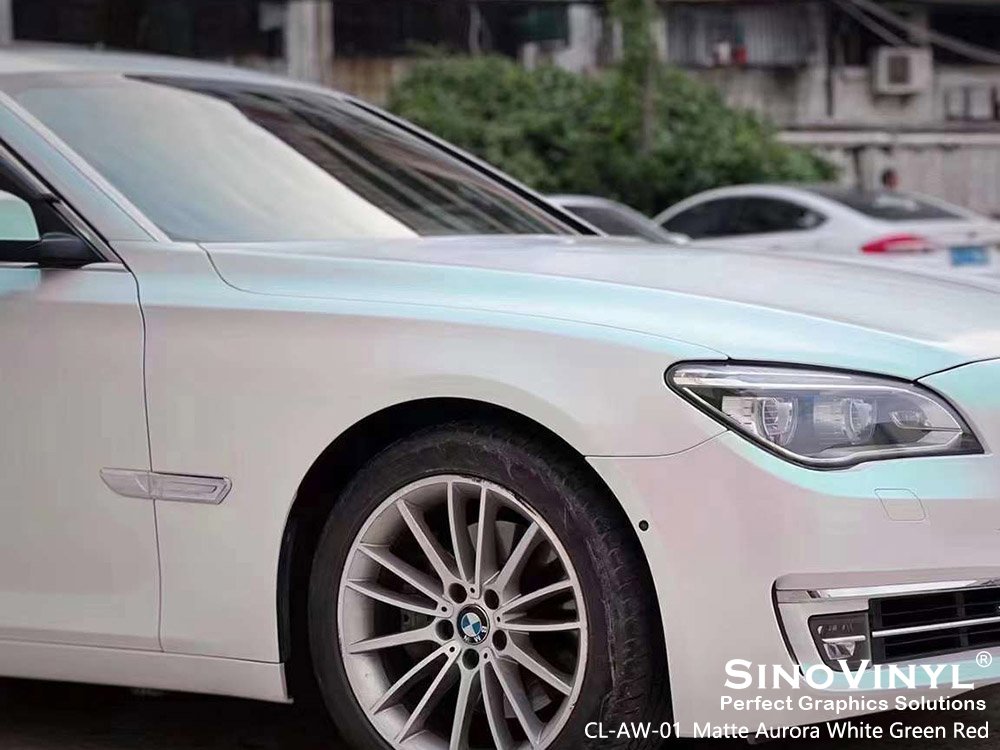 CL-AW-01 Matte Aurora White Green Red Mobile Vinyl Wrap for BMW
