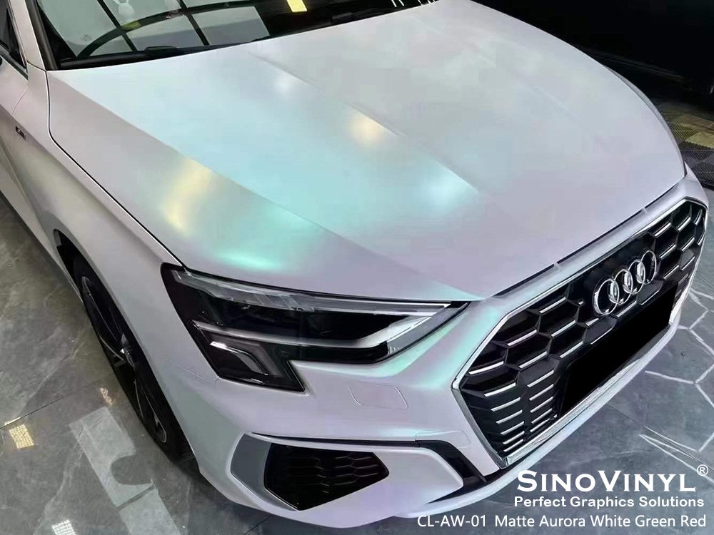 CL-AW-01 Matte Aurora White Green Red Vinyl Body Wrap for AUDI