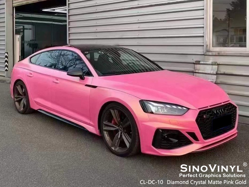 CL-DC-10 Diamond Crystal Matte Pink Gold Cast Vinyl Wrap for AUDI