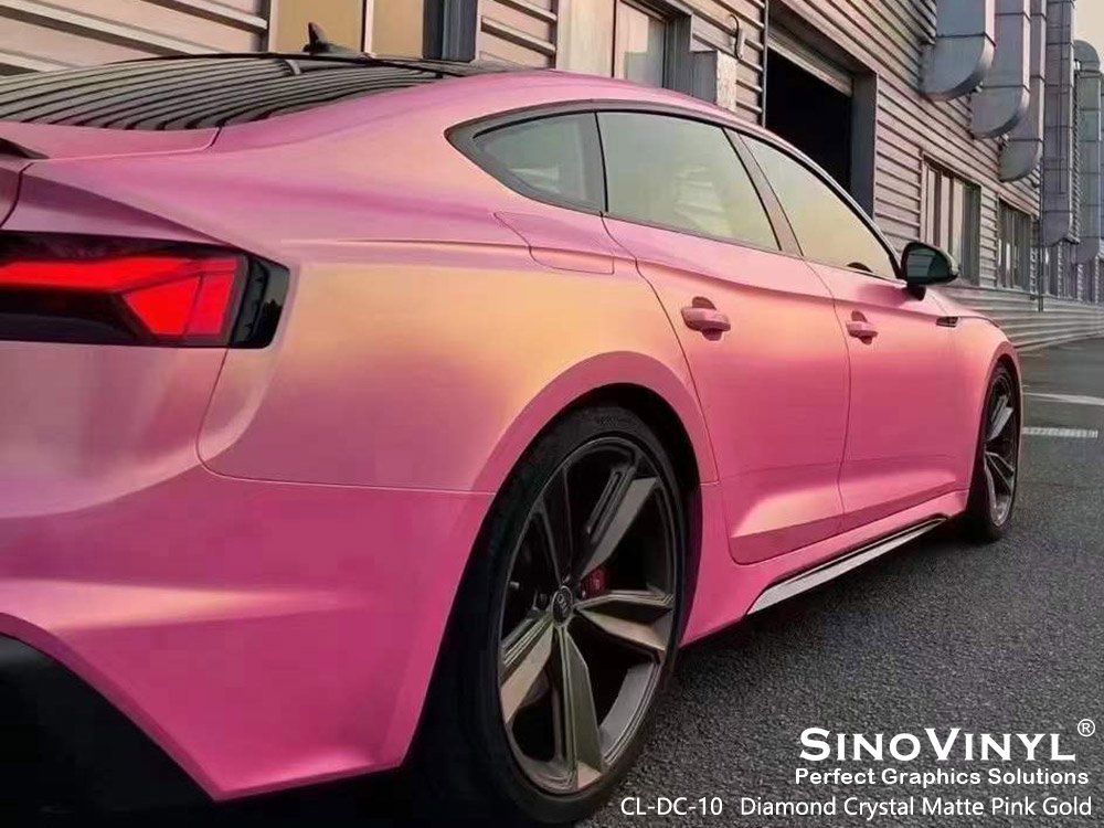 CL-DC-10 Diamond Crystal Matte Pink Gold Cast Vinyl Wrap for AUDI