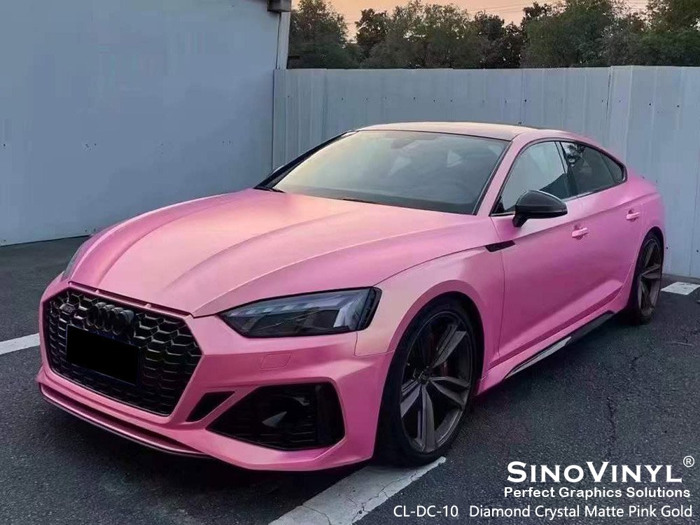 CL-DC-10 Diamond Crystal Matte Pink Gold Cast Vinyl Wrap for AUDI