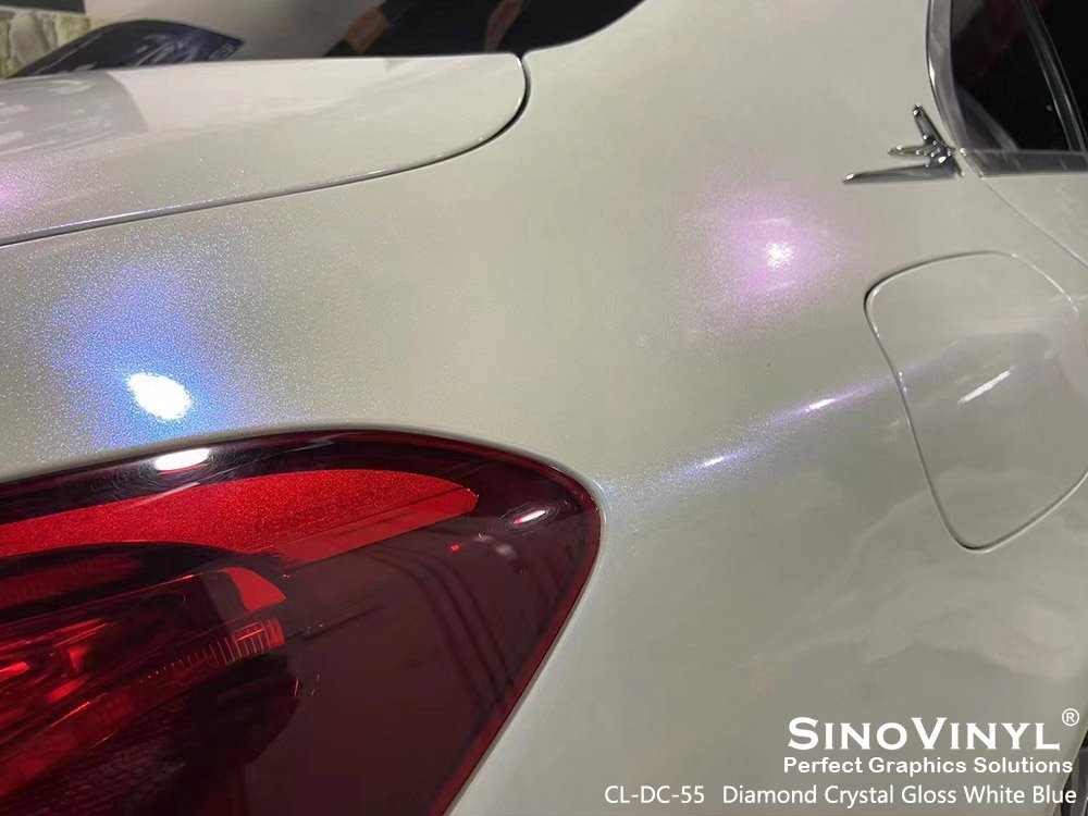 CL-DC-55 Diamond Crystal Gloss White Blue Vinyl Wrap Manufacturer for MERCEDES-BENZ