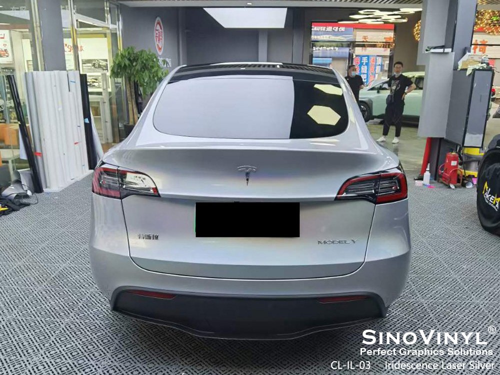 CL-IL-03 Iridescence Laser Silver Car Wrap Supplier for TESLA