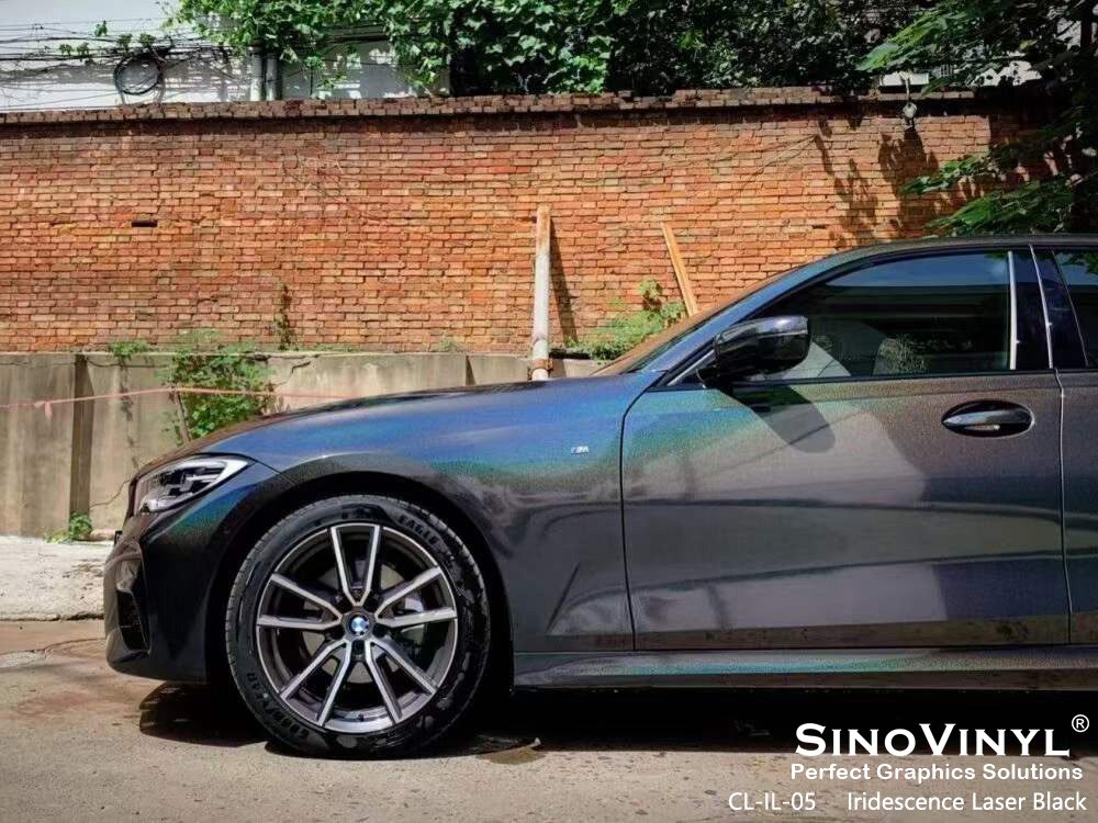 CL-IL-05 Iridescence Laser Black Vinyl Wrap Price for BMW