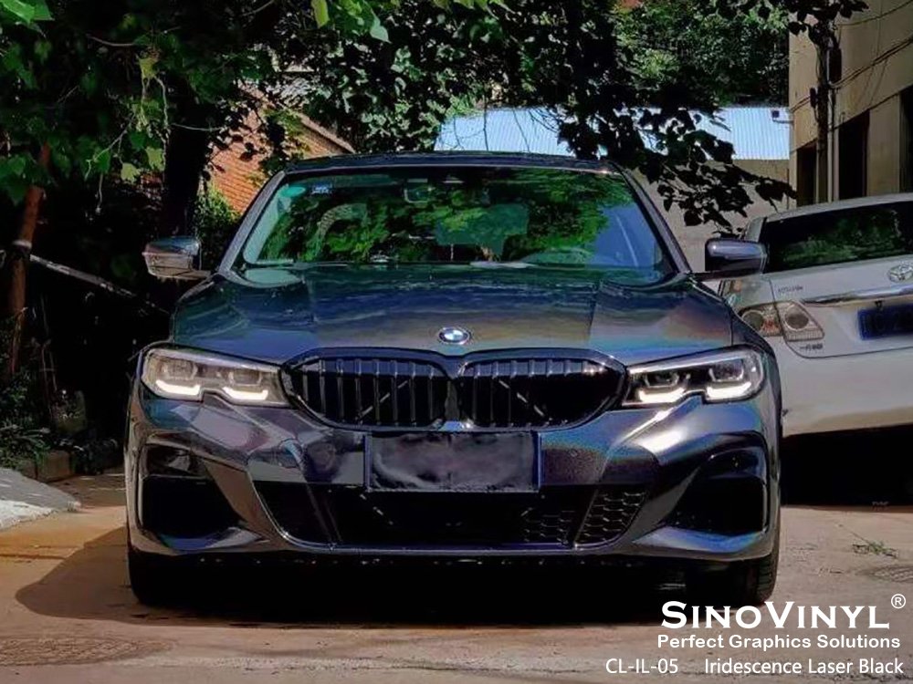 CL-IL-05 Iridescence Laser Black Vinyl Wrap Price for BMW