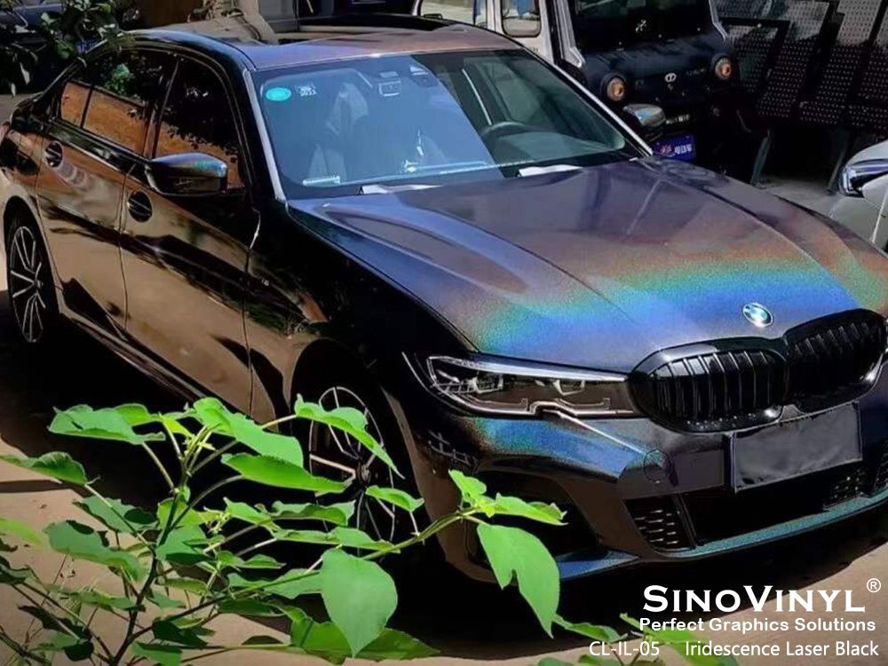 CL-IL-05 Iridescence Laser Black Vinyl Wrap Price for BMW