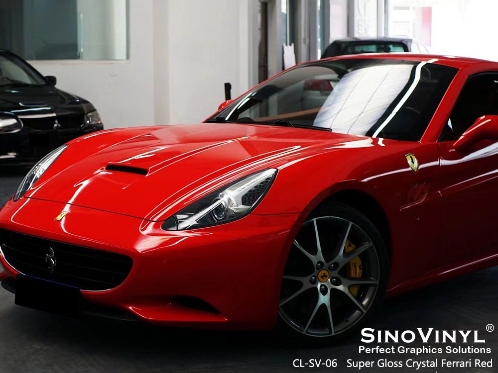 CL-SV-06 Super Gloss Crystal Ferrari Red Vehicle Wraps Vinyl for FERRARI