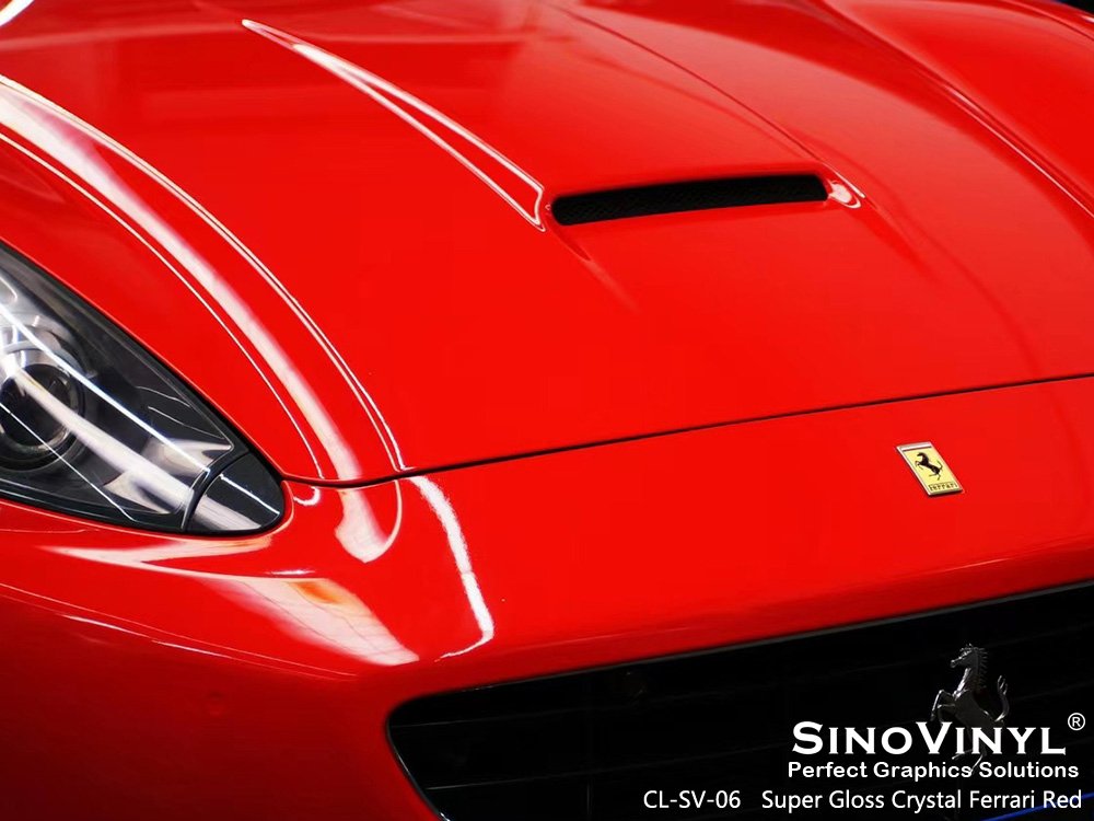CL-SV-06 Super Gloss Crystal Ferrari Red Vehicle Wraps Vinyl for FERRARI