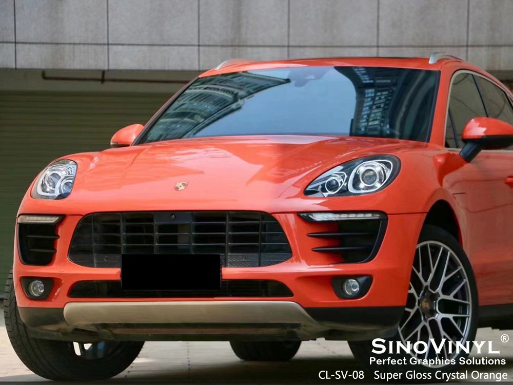 CL-SV-08 Super Gloss Crystal Orange Car Vinyl Supplier for PORSCHE