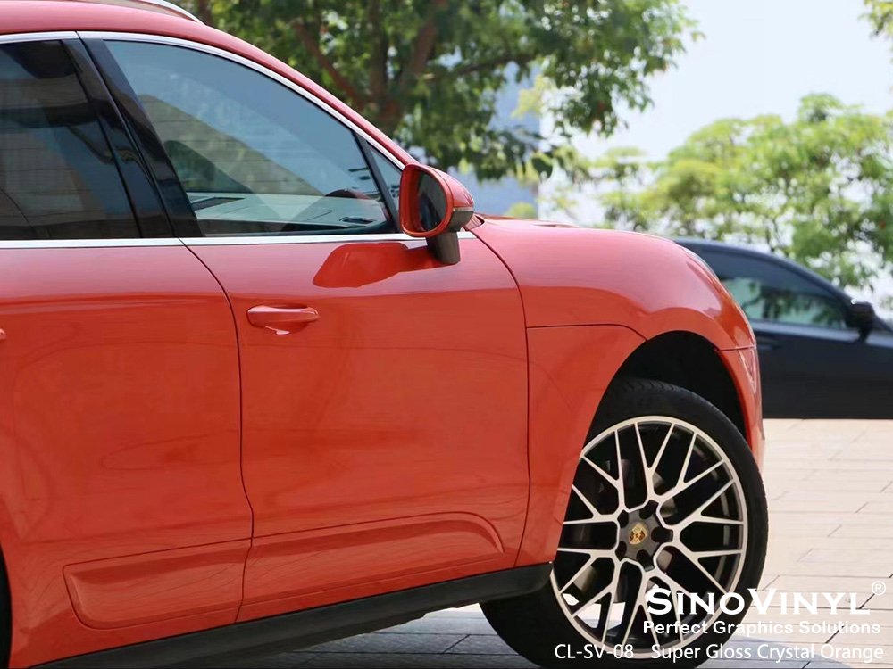 CL-SV-08 Super Gloss Crystal Orange Car Vinyl Supplier for PORSCHE