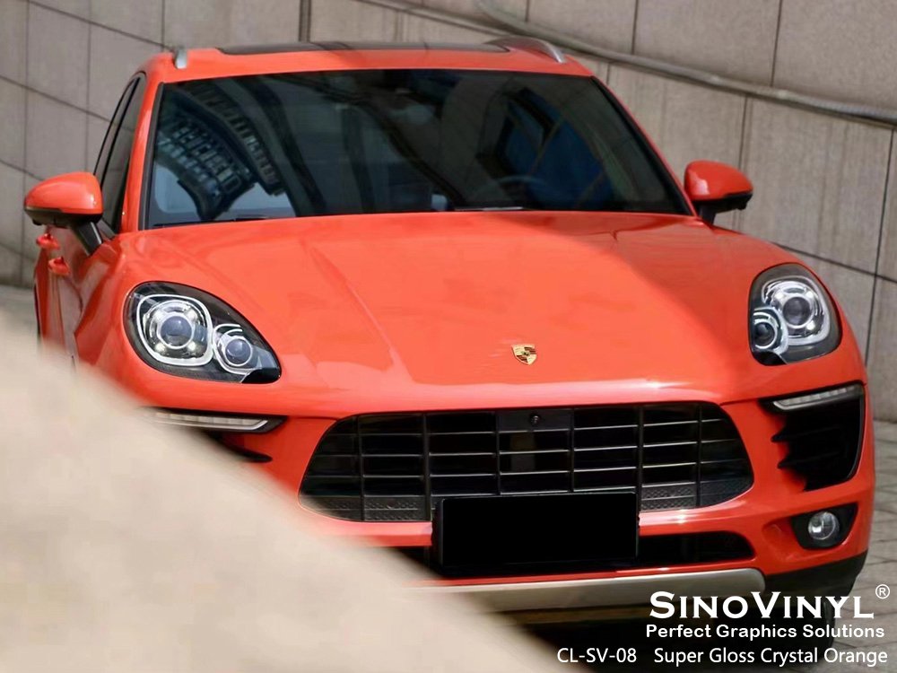 CL-SV-08 Super Gloss Crystal Orange Car Vinyl Supplier for PORSCHE