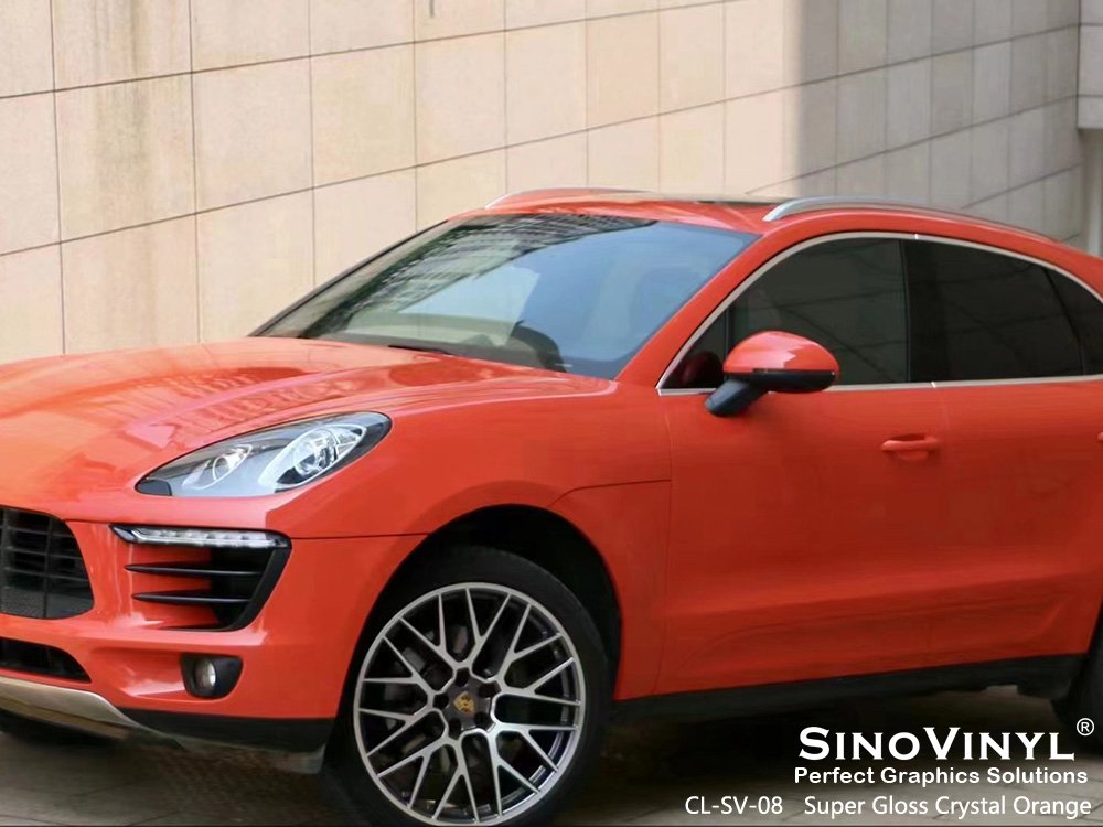 CL-SV-08 Super Gloss Crystal Orange Car Vinyl Supplier for PORSCHE