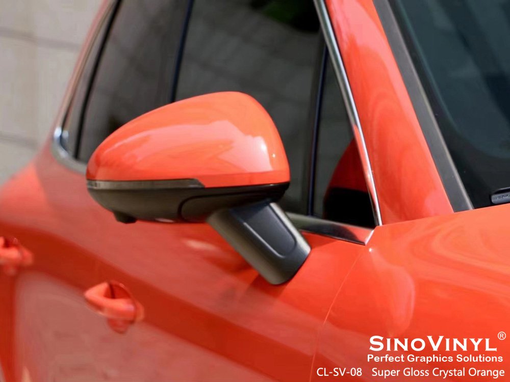 CL-SV-08 Super Gloss Crystal Orange Car Vinyl Supplier for PORSCHE