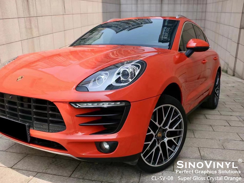 CL-SV-08 Super Gloss Crystal Orange Car Vinyl Supplier for PORSCHE