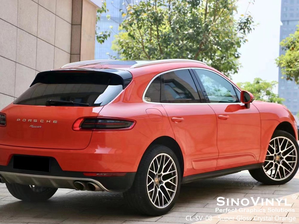 CL-SV-08 Super Gloss Crystal Orange Car Vinyl Supplier for PORSCHE