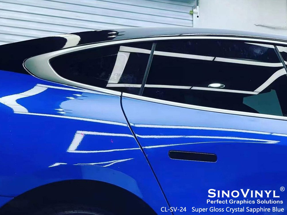 CL-SV-24 Super Gloss Crystal Sapphire Blue Car Vinyl Stickers for XPENG