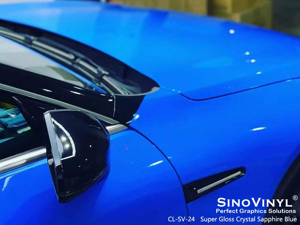 CL-SV-24 Super Gloss Crystal Sapphire Blue Car Vinyl Stickers for XPENG