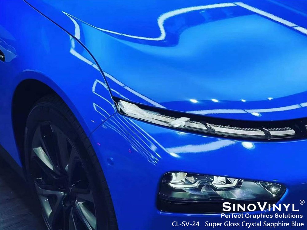CL-SV-24 Super Gloss Crystal Sapphire Blue Car Vinyl Stickers for XPENG