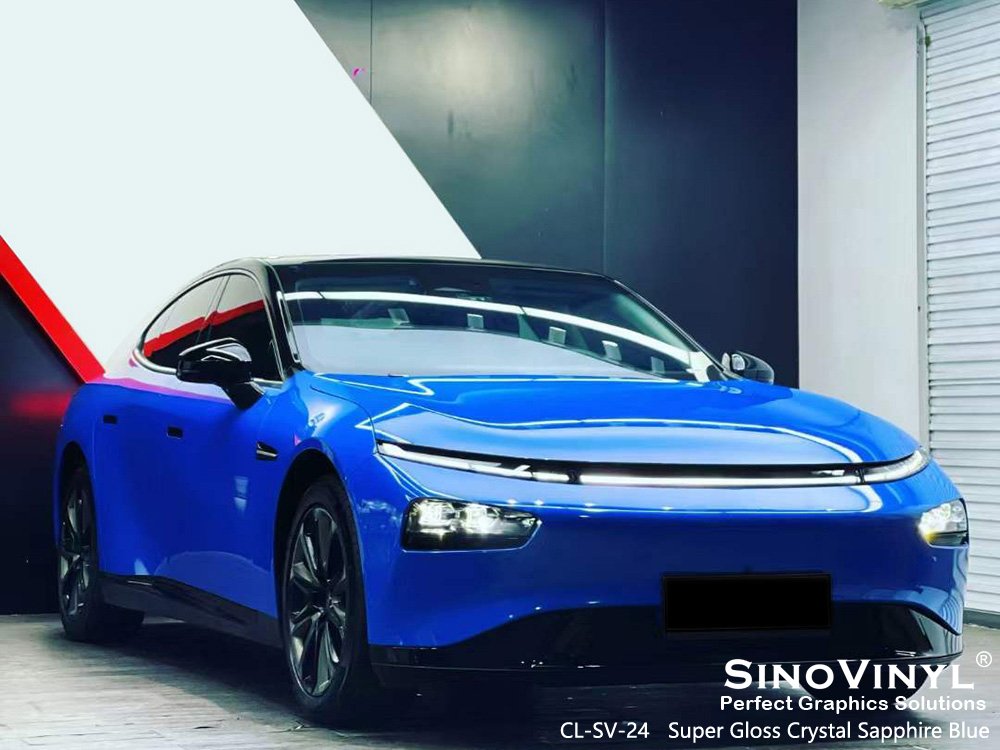 CL-SV-24 Super Gloss Crystal Sapphire Blue Car Vinyl Stickers for XPENG